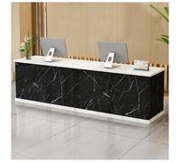 Comptoir de réception, comptoir de vente au détail, caisse, bureau, casier, table avec tiroirs et câbles, comptoir de caisse et réception modernes, table de caisse en bois avec étagère ouver