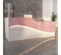 Comptoir de réception, comptoir de vente au détail, caisse, casier de bureau, table avec tiroirs, câble, éclairage LED, comptoir de réception avec rayures - Réception moderne pour salons, ma