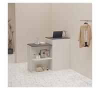 Comptoir De Réception Comptoir Magasin avec tiroirs,Comptoir Caisse Comptoir Accueil en Bois Meuble de Bureau pour la Maison Bureau Salon(White Dark Gray,80cm/31.5in)