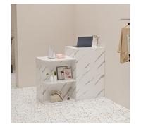 Comptoir De Réception Comptoir Magasin avec tiroirs,Comptoir Caisse Comptoir Accueil en Bois Meuble de Bureau pour la Maison Bureau Salon(White Marble,120cm/47.2in)