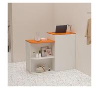 Comptoir De Réception Comptoir Magasin avec tiroirs,Comptoir Caisse Comptoir Accueil en Bois Meuble de Bureau pour la Maison Bureau Salon(White Orange,80cm/31.5in)