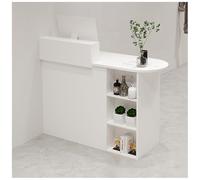 Comptoir de Réception Comptoirs D'accueil avec Tiroirs Verrouillables Comptoir Caisse à Plateau Incurvé Poignées de Porte en Métal Renforcées Plateau de Table à Largeur(White2,39.4x19.7x43.3")