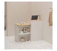 Comptoir De Réception et de Caisse en Bois Blanc, Meuble de Bureau pour Maison et Salon (White Wood, 100cm/39.4in)