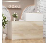 comptoir de réception, meuble de bureau en bois et blanc, 140 x 60