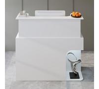 Comptoir de réception moderne avec éclairage LED, 120 x 110 x 50 cm, comptoir de réception avec tiroirs verrouillables, grand espace de rangement et surface de travail, table de réception pour studio