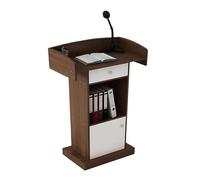 Comptoir de réception moderne avec gestion des câbles, table de caisse polyvalente et support de podium de 124 cm de haut pour bureau et événements, design élégant en bois