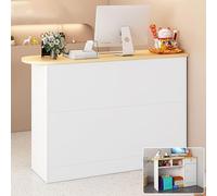 Comptoir de réception moderne avec tiroir verrouillable et étagères - Bureau élégant pour bureau, hall d'entrée, salon de beauté, mobilier de réception fonctionnel pour une meilleure expérience client