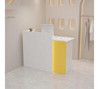 Comptoir de réception moderne avec tiroirs verrouillables Bureau d'entreprise élégant pour hôtels, magasins de vêtements et magasins de thé au lait, jaune, 80 x 50 x 100 cm
