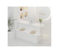 Comptoir de réception moderne avec tiroirs verrouillables et siège - Blanc - Réception pour salon de clinique - Assemblage facile - 80 x 75 x 90 cm - Station de service client élégante pour espaces