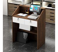 Comptoir de Réception Moderne avec Tiroirs Verrouillables, Petite Table De Caisse En Bois Comptoir de vente au Détail Bureau d'accueil Poste de Travail Informatique de Bureau pour le d'hôtel de Salo