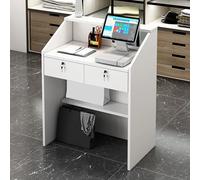 Comptoir de Réception Moderne avec Tiroirs Verrouillables, Petite Table De Caisse En Bois Comptoir de vente au Détail Bureau d'accueil Poste de Travail Informatique de Bureau pour le d'hôtel de Salo
