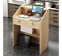 Comptoir de Réception Moderne avec Tiroirs Verrouillables, Petite Table De Caisse En Bois Comptoir de vente au Détail Bureau d'accueil Poste de Travail Informatique de Bureau pour le d'hôtel de Salo