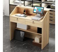 Comptoir de Réception Moderne avec Tiroirs Verrouillables, Petite Table De Caisse En Bois Comptoir de vente au Détail Bureau d'accueil Poste de Travail Informatique de Bureau pour le d'hôtel de Salo