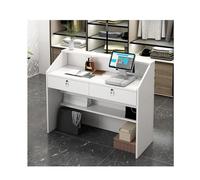 Comptoir de réception moderne - Bureau élégant avec œillet de câble pour la maison, le bureau, le commerce de détail, le hall d'entrée et le salon de beauté - Table d'espace de travail professionnelle