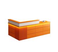 Comptoir De Réception Moderne, Éclairage LED, Plateau Pour Clavier Et Tiroirs Verrouillables, Idéal Pour Salon De Beauté, Hall D'entrée, Magasin De Vêtements, Caisse(Orange,LEFT_150X60X100CM)