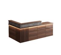 Comptoir De Réception Moderne, Éclairage LED, Plateau Pour Clavier Et Tiroirs Verrouillables, Idéal Pour Salon De Beauté, Hall D'entrée, Magasin De Vêtements, Caisse(Brown,LEFT_150X60X100CM)