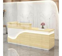 Comptoir de Réception Moderne,Stands de Réception,Comptoir Caisse Avec Grande Surface de Travail,avec rangement,pour Salon,Hôtel,Bureau,Magasin,Lobby 160×60×100cm Style 17 - Position élevée à droite