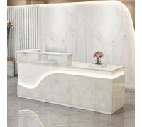 Comptoir de Réception Moderne,Stands de Réception,Comptoir Caisse Avec Grande Surface de Travail,avec rangement,pour Salon,Hôtel,Bureau,Magasin,Lobby 160×60×100cm Style 12 - Position élevée à droite