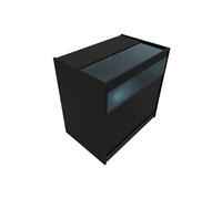 Comptoir de Vente en MDF Noir LED Blancs Intégrés B900 3 Etagères Portes Coulissantes Verouillables Rangement Commerciale Vitrine en Verre Acceuil