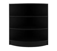 Comptoir de Vente Unité de Coin en MDF Mélamine Noir LM60 Meuble de Rangement Modulaire Incurvé 3 Étagères Internes Devant Ouvert 60 x 90 x 60 cm Affichage de Marchandise Vêtements Bijoux Commerce