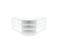 Comptoirs de Vente en MDF Blanc à LED Blancs Ensemble Apollo LM60 K1200 3 Unités de Rangement Étagères Internes Portes Coulissantes Verouillables Réception Bureau Vêtements Bijoux [Clés INCLUS]