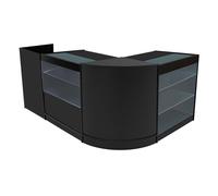 Comptoir de Ventes Verouillables en MDF Noir LED Ensemble K900 C900 CM60 TB60