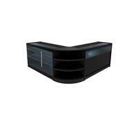 Comptoir de Ventes Verouillables MDF Noir LED Ensemble Demeter K1500 B1500 LM60