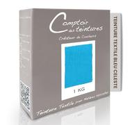 COMPTOIR DES TEINTURES - Teinture Textile - Mélange Bleu Celeste 1kg - Linges de Maison - Teintures Durables pour Draps, Serviettes et Nappes - Facile à Utiliser en Machine à Laver