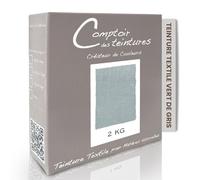 COMPTOIR DES TEINTURES - Teinture Textile - Mélange Vert De Gris 2kg - Linges de Maison - Teintures Durables pour Draps, Serviettes et Nappes - Facile à Utiliser en Machine à Laver