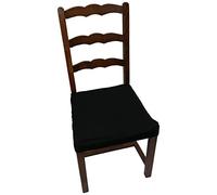 Comptoir du Linge dpolchbnoir Housse de Galette de Chaise Elastiqué Polo Bi-Extensible Coton/Polyester/Elastomère Noir 65 x 45 cm