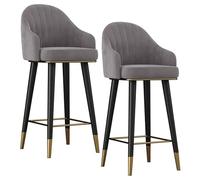 comptoir Ensemble à Bar en Velours Tabouret Hauteur rembourré, tabourets Hauts pivotants avec Dossier incurvé, Repose-Pieds, Chaise de Cuisine pour Restauration (Gris Clair, cm (25,6 "))