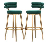 comptoir Hauteur Ensemble chaises Bar à Barres comptères, d'îlot Cuisine rembourrés en Velours, tabourets de barreaux dorés avec Un Dossier Bas pour Le Petit déjeuner, bistrot (Vert, cm
