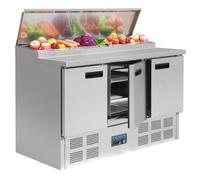 Comptoir inox réfrigéré de préparation 390 Litres, 8 x GN 1/4 (P)200 mm, 235 W, 220 V - MONO