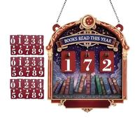 Comptoir « Lire des Livres Cette année » - Décoration d'étagère en Bois - de présentation de Livre avec 30 plaques d'immatriculation - Traqueur de Lecture - Décoration littéraire