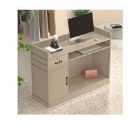 Comptoir moderne avec gestion des câbles - Table avant élégante pour salon, bureau, magasin, clinique, salle de réception - Marron clair 60 cm