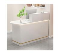 Comptoir moderne avec lumières et casiers, bureau de réception élégant pour salon et hall - Table avant de 140 cm pour une expérience client améliorée