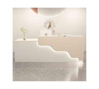 Comptoir portable avec tiroir verrouillable - Unité de réception de bienvenue pour salons, magasins de vêtements, restaurants - Blanc/abricot 140 cm Design gauche