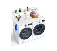 Comptoir Pour Lave-Linge Sèche-Linge Surface En Bois Anti-Dérapant Blanc 137x70cm