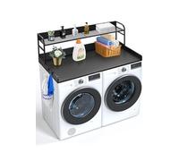 VEVOR Comptoir pour Lave-Linge et sèche-Linge avec étagère à 2 Niveaux, Surface de comptoir en Bois, 1370 x 700 mm, avec Coussinets antidérapants, pour Organisation et Rangement de la buanderie, Noir