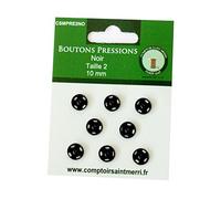 Comptoir Saint Merri Boîte de 10 Cartes de 8 Boutons Pressions à Coudre N° 2 10 mm Laiton Noir 10,5 x 8 x 4,5 cm