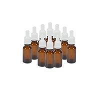 ComptoirDesBoites 10 x flacons vides en verre ambré avec compte-gouttes blanche - Contenance 20 mL - FL16