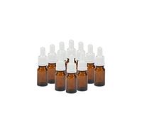 ComptoirDesBoites 10 x flacons vides en verre ambré avec compte-gouttes blanches - Contenance 10 mL - huille essentielle - solution aqueuse - FL24