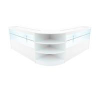 Comptoirs de Vente en MDF à LED Blancs Ensemble Andromeda LM60 & C 3 Unités de Rangement Étagères Internes Portes Coulissantes Verouillables Réception Bureau Vêtements Bijoux [Clés INCLUS]