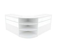 Comptoirs de Vente en MDF Blanc à LED Blancs Ensemble Andromeda LM60 C1200 3 Unités de Rangement Étagères Internes Portes Coulissantes Verouillables Réception Bureau Vêtements Bijoux [Clés INCLUS]