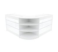 Comptoirs de Vente en MDF Blanc à LED Blancs Ensemble Apollo LM60 K1200 3 Unités de Rangement Étagères Internes Portes Coulissantes Verouillables Réception Bureau Vêtements Bijoux [Clés INCLUS]