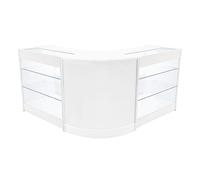 Comptoirs de Vente en MDF Blanc à LED Blancs Ensemble Helios CM60 K900 3 Unités de Rangement Étagères Internes Portes Coulissantes Verouillables Réception Bureau Vêtements Bijoux [Clés INCLUS]