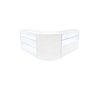 Comptoirs de Vente en MDF Blanc à LED Blancs Ensemble Hera CM60 K1200 C1200 3 Unités de Rangement Etagères Internes Portes Coulissantes Verouillables