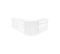 Comptoirs de Vente en MDF Blanc à LED Blancs Ensemble Vega CM60 TB60 K1200 C1200 3 Unités de Rangement Etagères Internes Portes Coulissantes