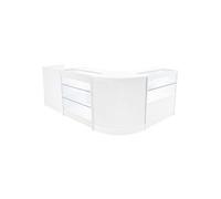 Comptoirs de Vente en MDF Blanc à LED Blancs Ensemble Vega CM60 TB60 K1200 C1200 3 Unités de Rangement Etagères Internes Portes Coulissantes