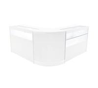 Comptoirs de Vente en MDF Blanc LED Blancs Intégrés Ensemble Adonis B1200, C1200, CM60 3 Étagères Portes Coulissantes Verouillable Rangement Commerciale Réception Bureau Vêtements Bijoux [Clés INCLUS]